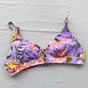 Seafolloy Paradise Garden Purple Women's Bikini Top Sz 14